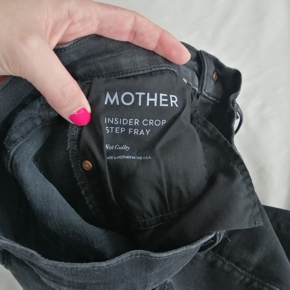Mother Insider Crop Step Fray Hem Bootcut Jeans in Not Guilty Black 24 - Picture 11 of 16